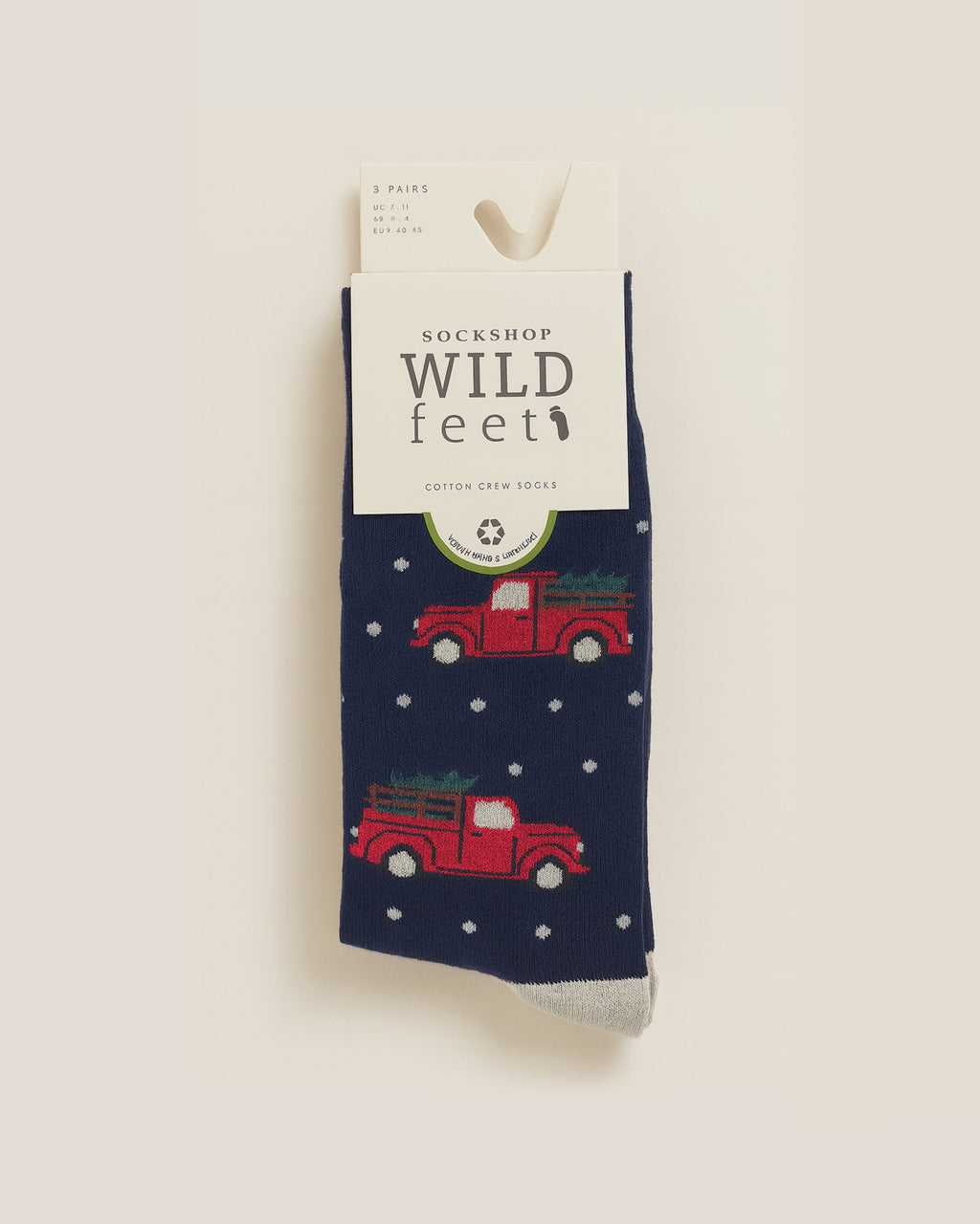 Christmas Novelty Socks 3 Pair Pack - Red Truck Christmas Tree