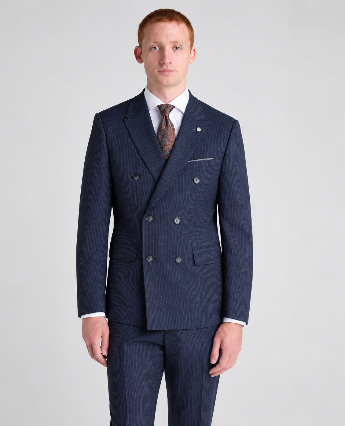 Remus Uomo Navy Pinstripe Double Breasted Suit
