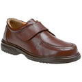Leather Wide Fit Velcro Shoes - Brown