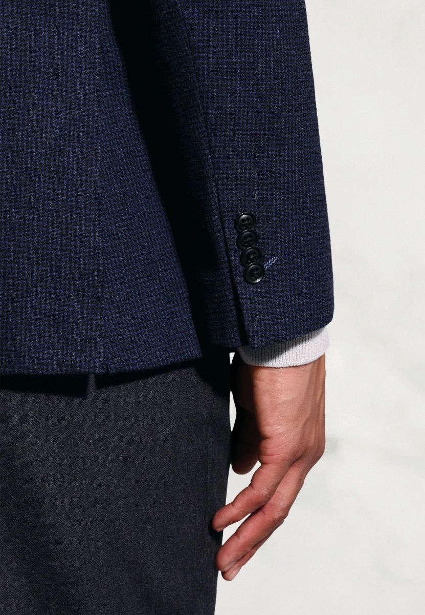 Swinburn Puppytooth Tweed Jacket - Navy