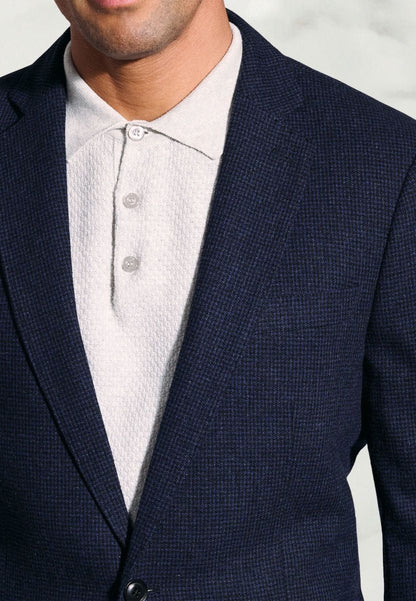 Swinburn Puppytooth Tweed Jacket - Navy
