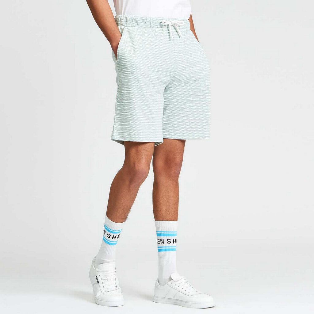 Tri Colour Textured Co-ord Shorts - MINT