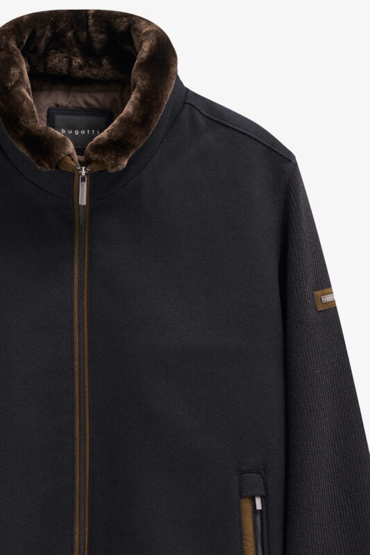 Bugatti Navy Hybrid Wool Bomber Jacket