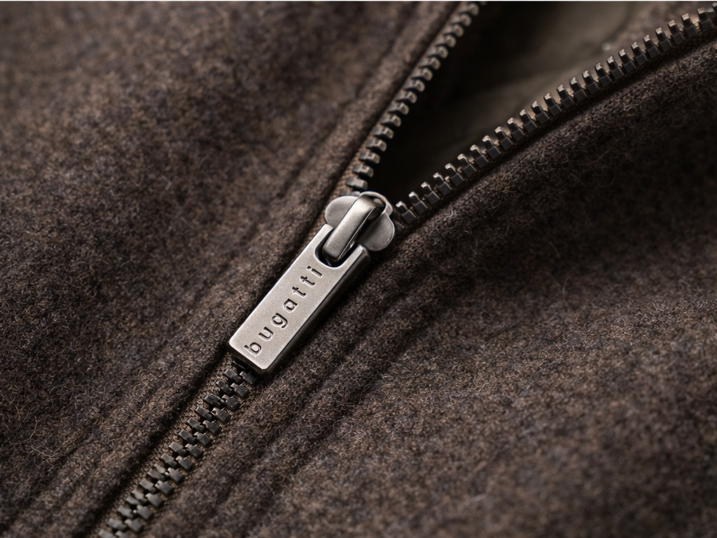 Bugatti Heavy Knit Zip Bomber – Brown