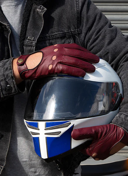 Delta -  Men's Classic Leather Driving Gloves - Wine/ Black