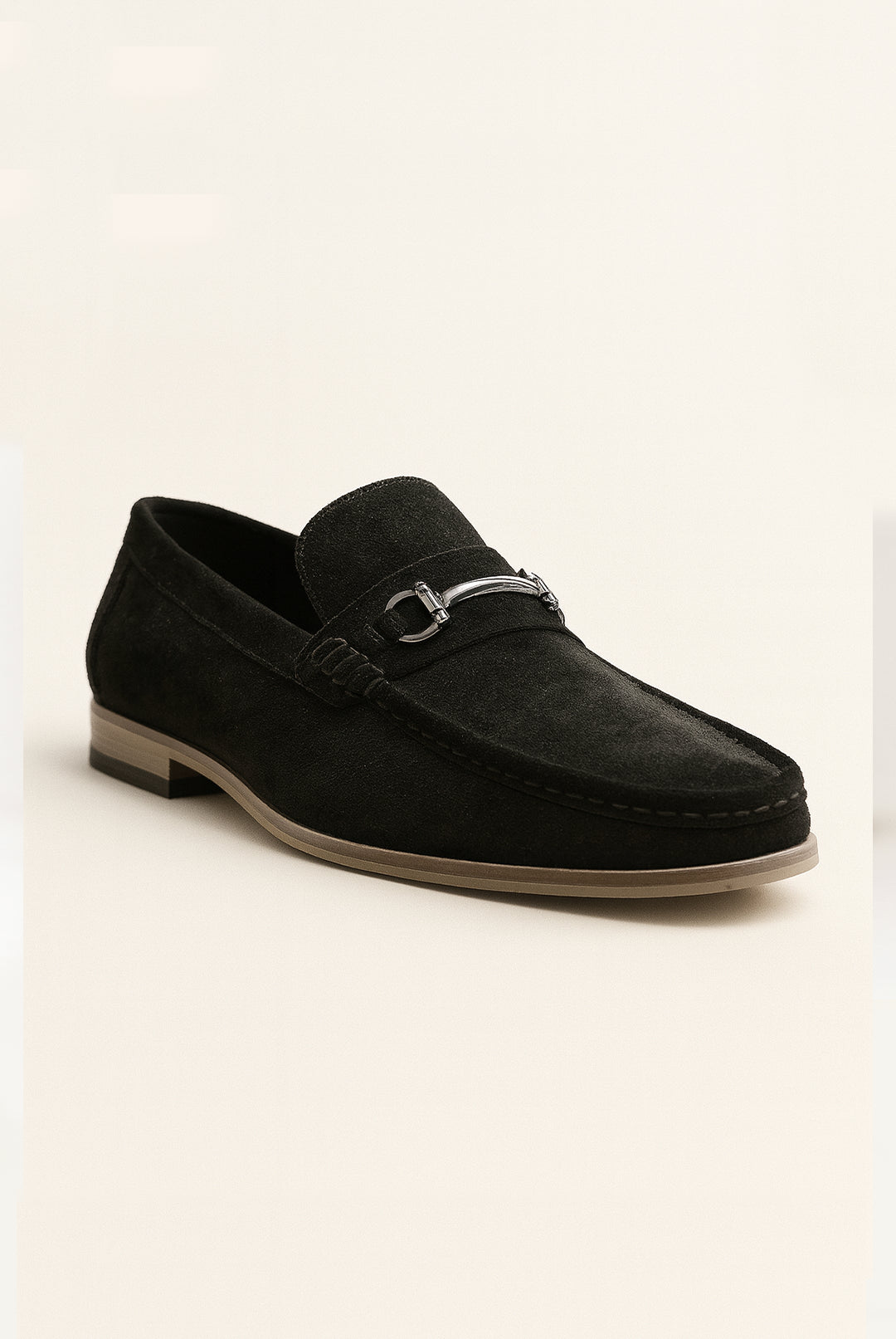 Roamers Leather Suede Loafer - Black