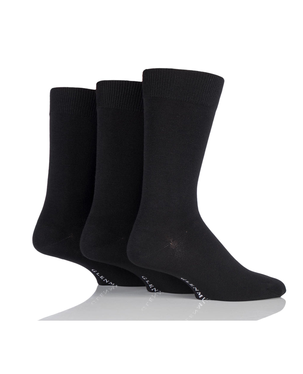 Mens Bamboo Classic Plain Socks 3-Pair - Black