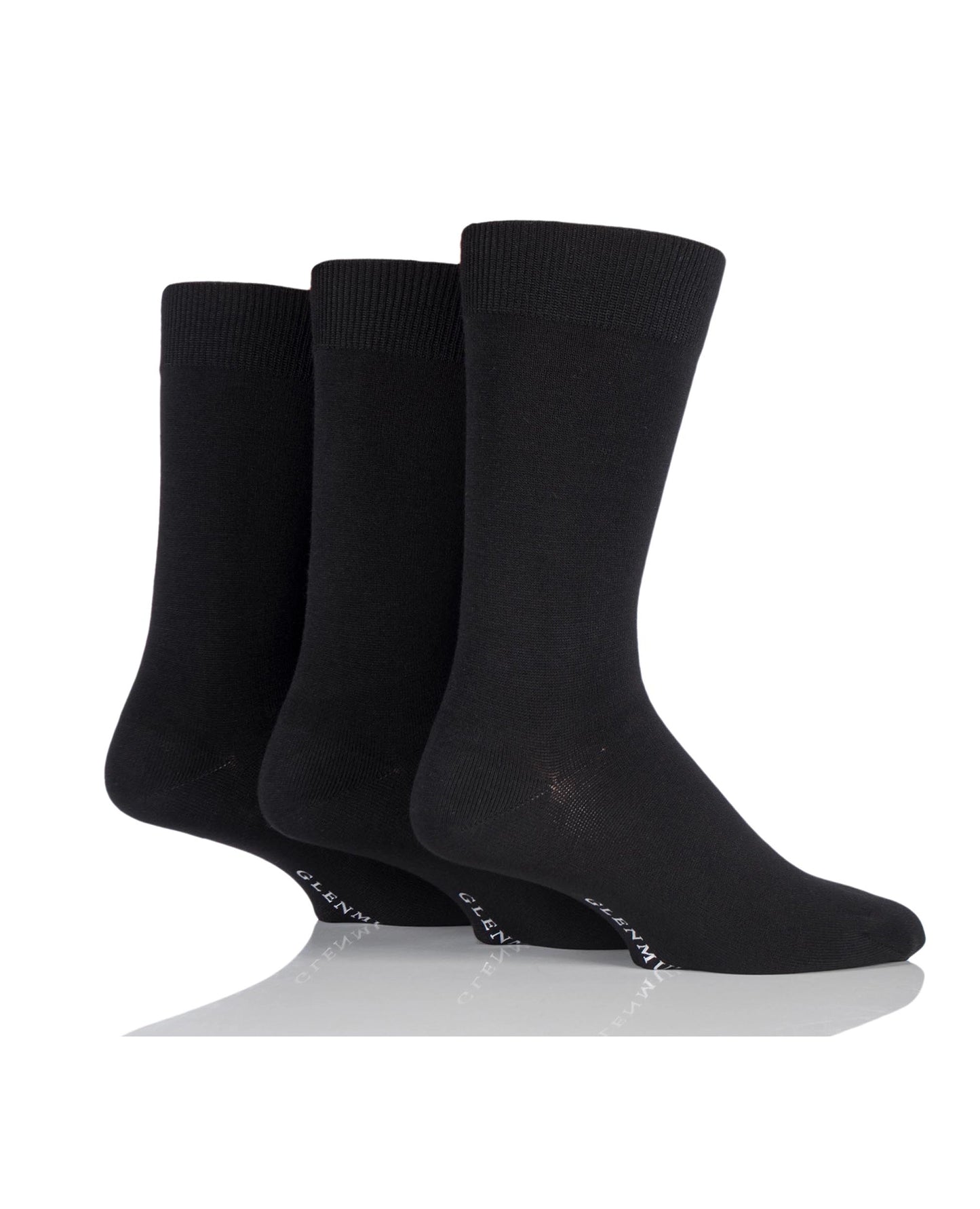 Mens Bamboo Classic Plain Socks 3-Pair - Black