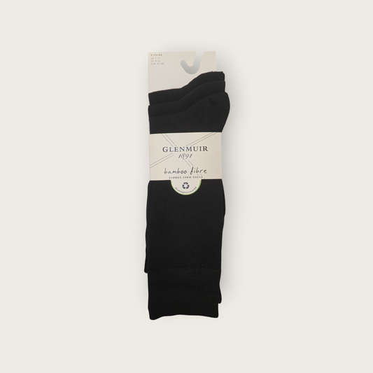 Mens Bamboo Classic Plain Socks 3-Pair - Black