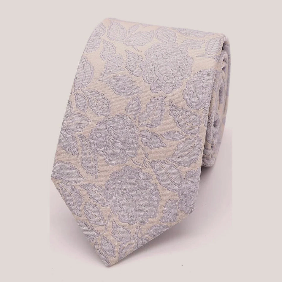 Wedding Rose Hankie - Silver on Champaign 8010/7