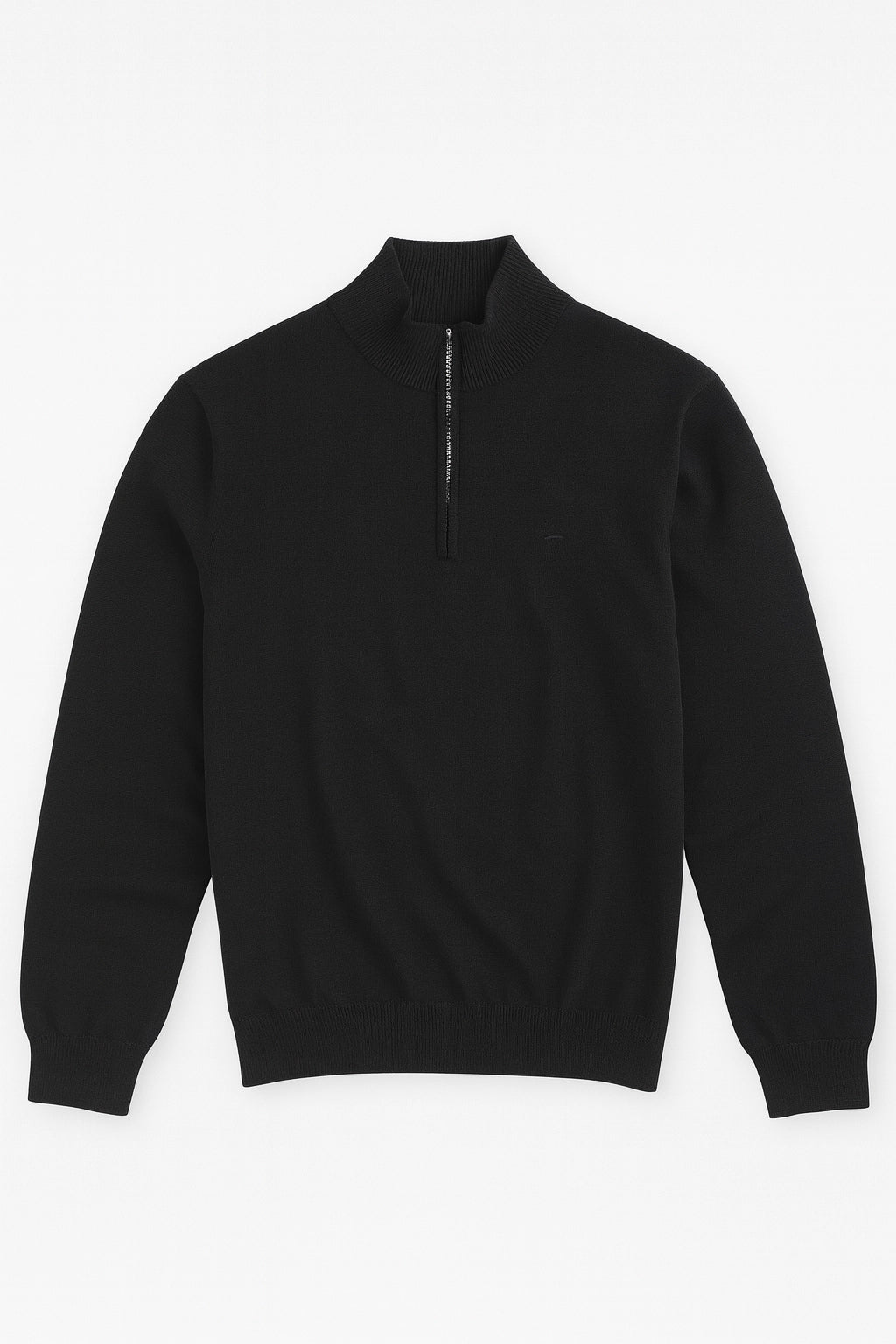 Quarter-Zip Cotton Sweater – Black