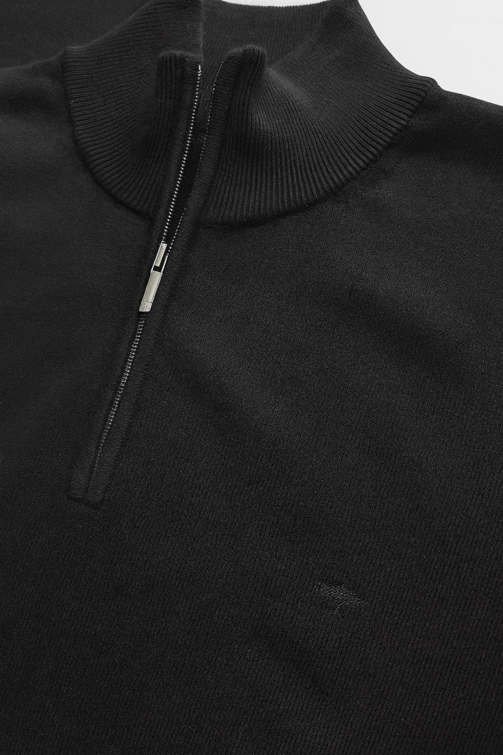 Quarter-Zip Cotton Sweater – Black