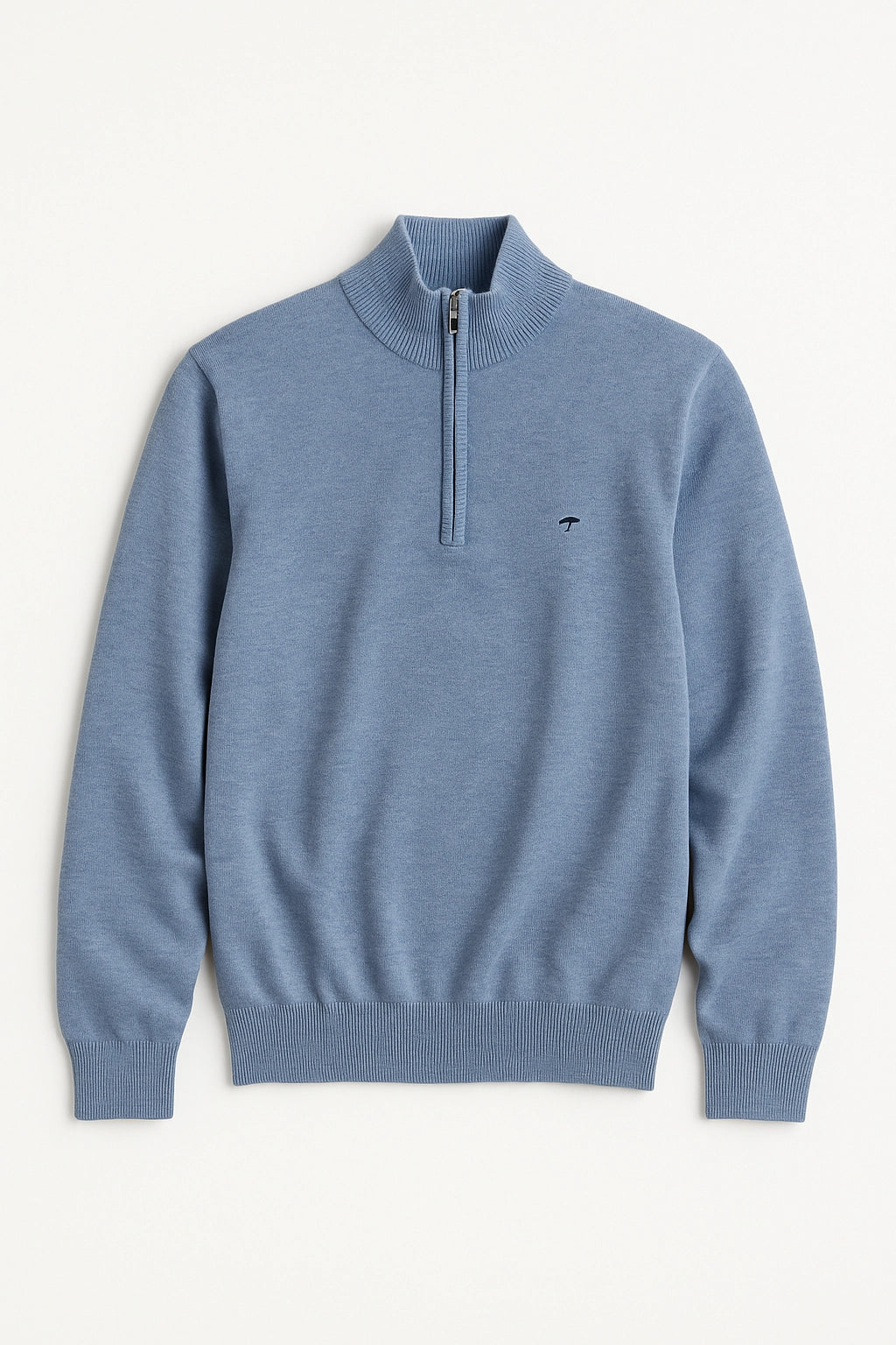 Quarter-Zip Cotton Sweater – Crystal Blue