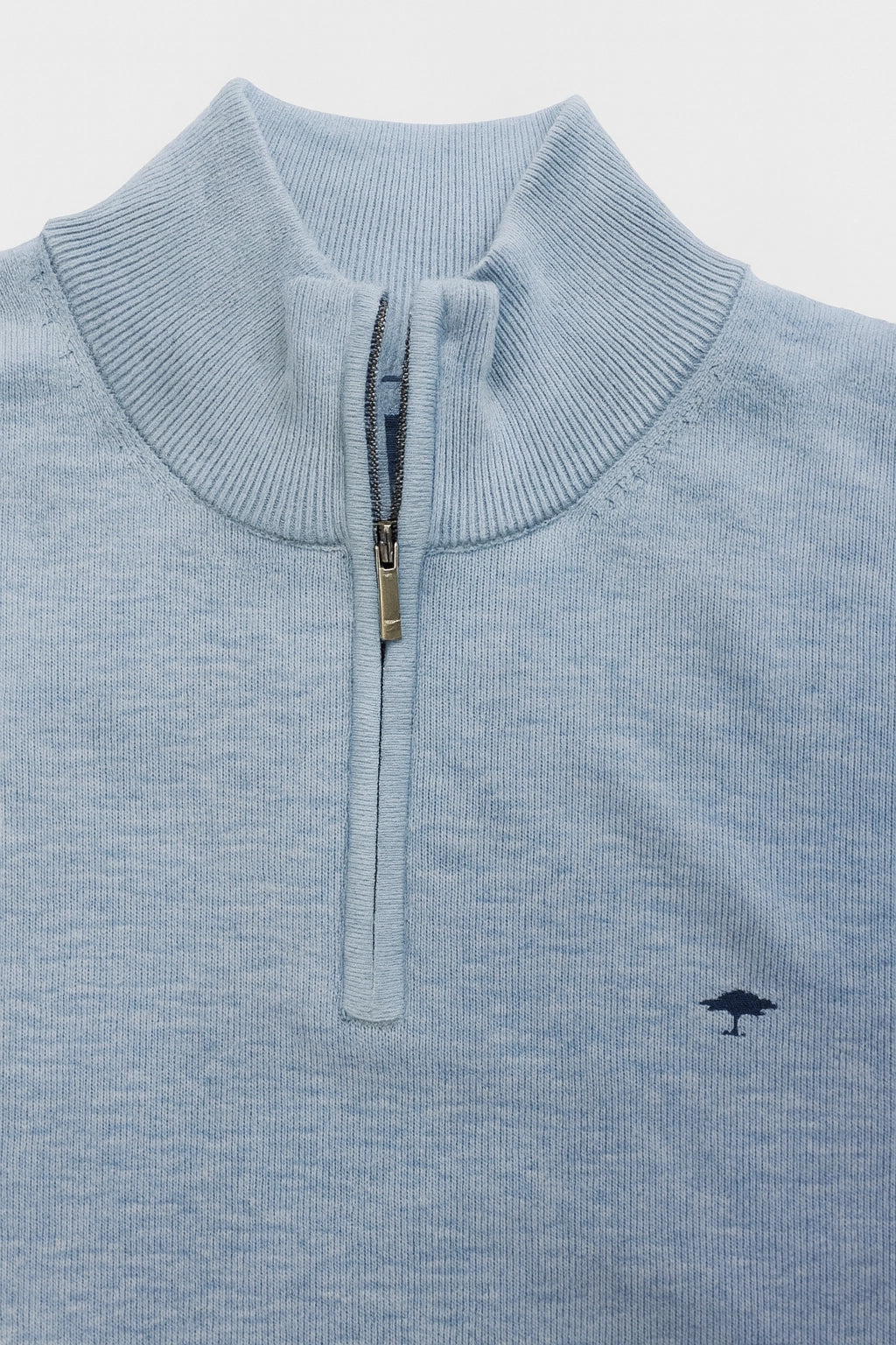 Quarter-Zip Cotton Sweater – Crystal Blue