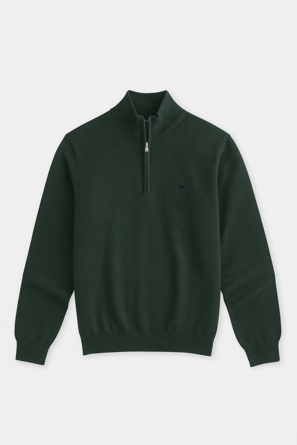 Quarter-Zip Cotton Sweater – Dark Ivy