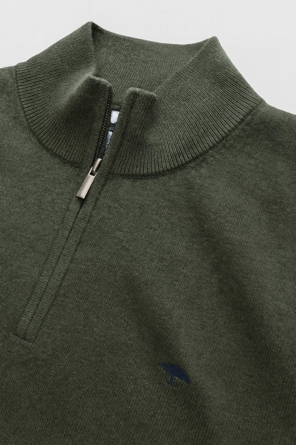 Quarter-Zip Cotton Sweater – Dark Ivy