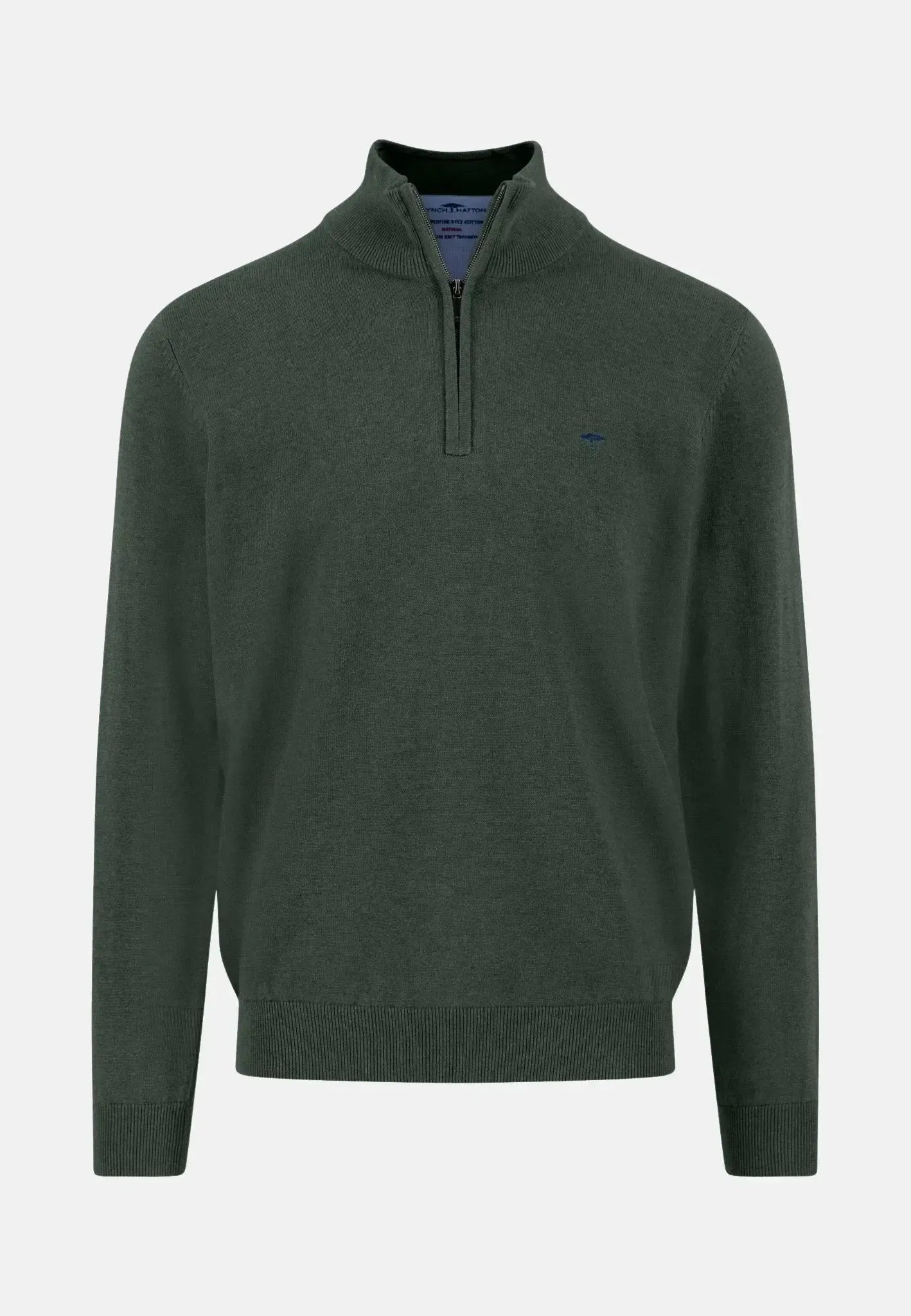 Quarter-Zip Cotton Sweater – Dark Ivy