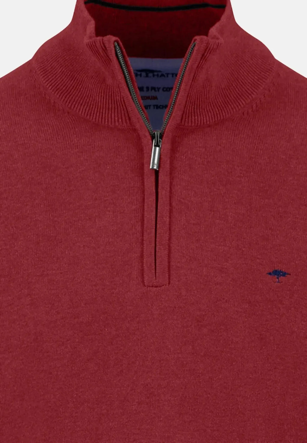 Quarter-Zip Cotton Sweater – Garnet Red