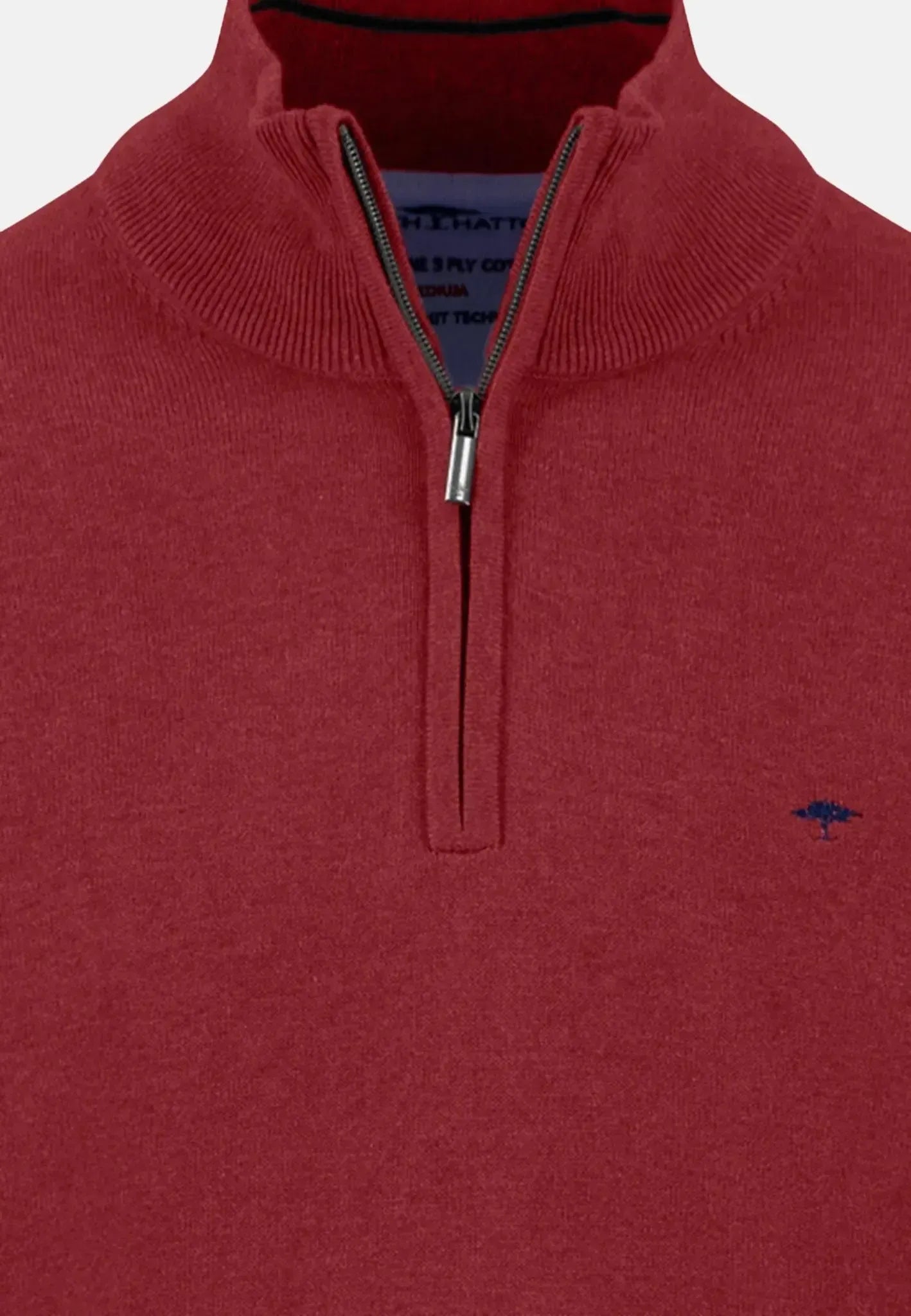 Quarter-Zip Cotton Sweater – Garnet Red