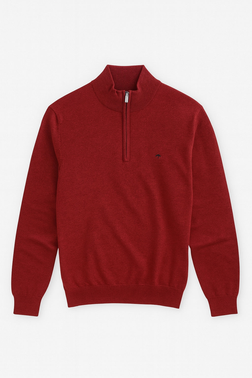 Quarter-Zip Cotton Sweater – Garnet Red