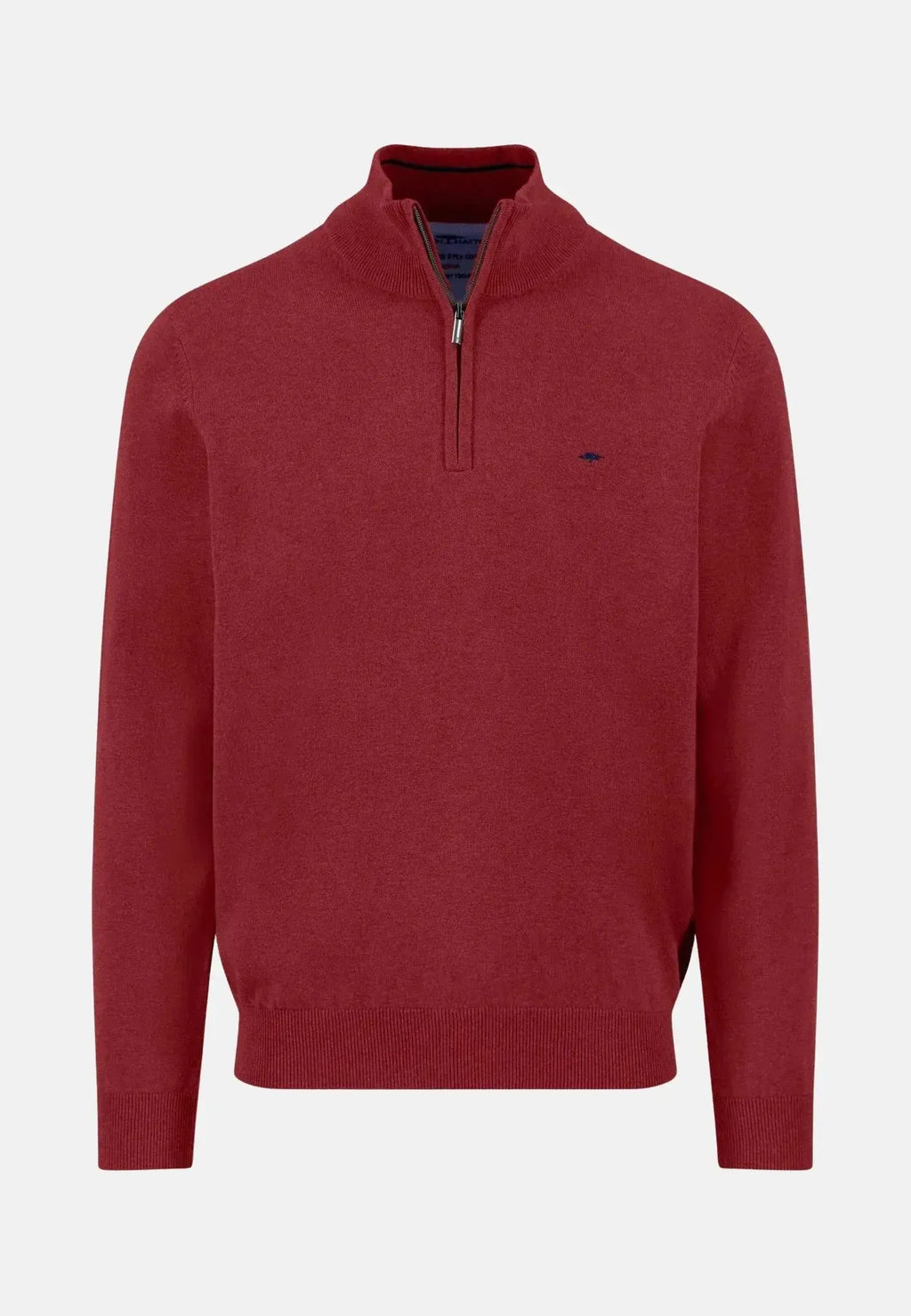 Quarter-Zip Cotton Sweater – Garnet Red