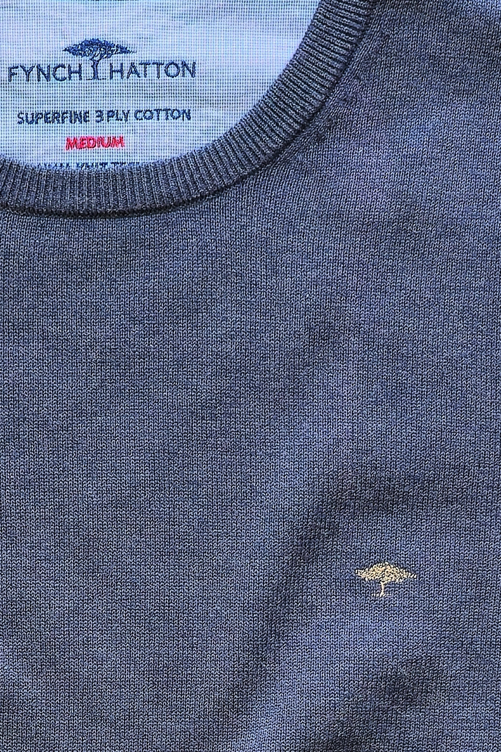 FINE-KNIT COTTON SWEATER WITH A CREW NECK - Night