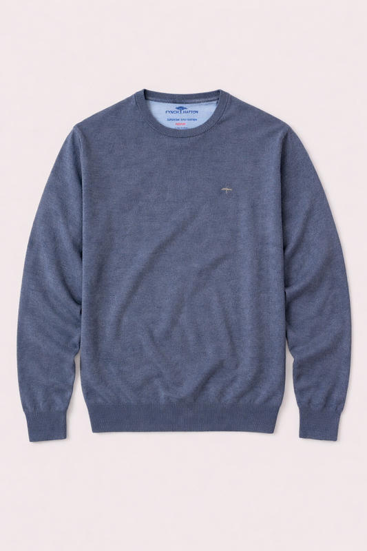 FINE-KNIT COTTON SWEATER WITH A CREW NECK - Night