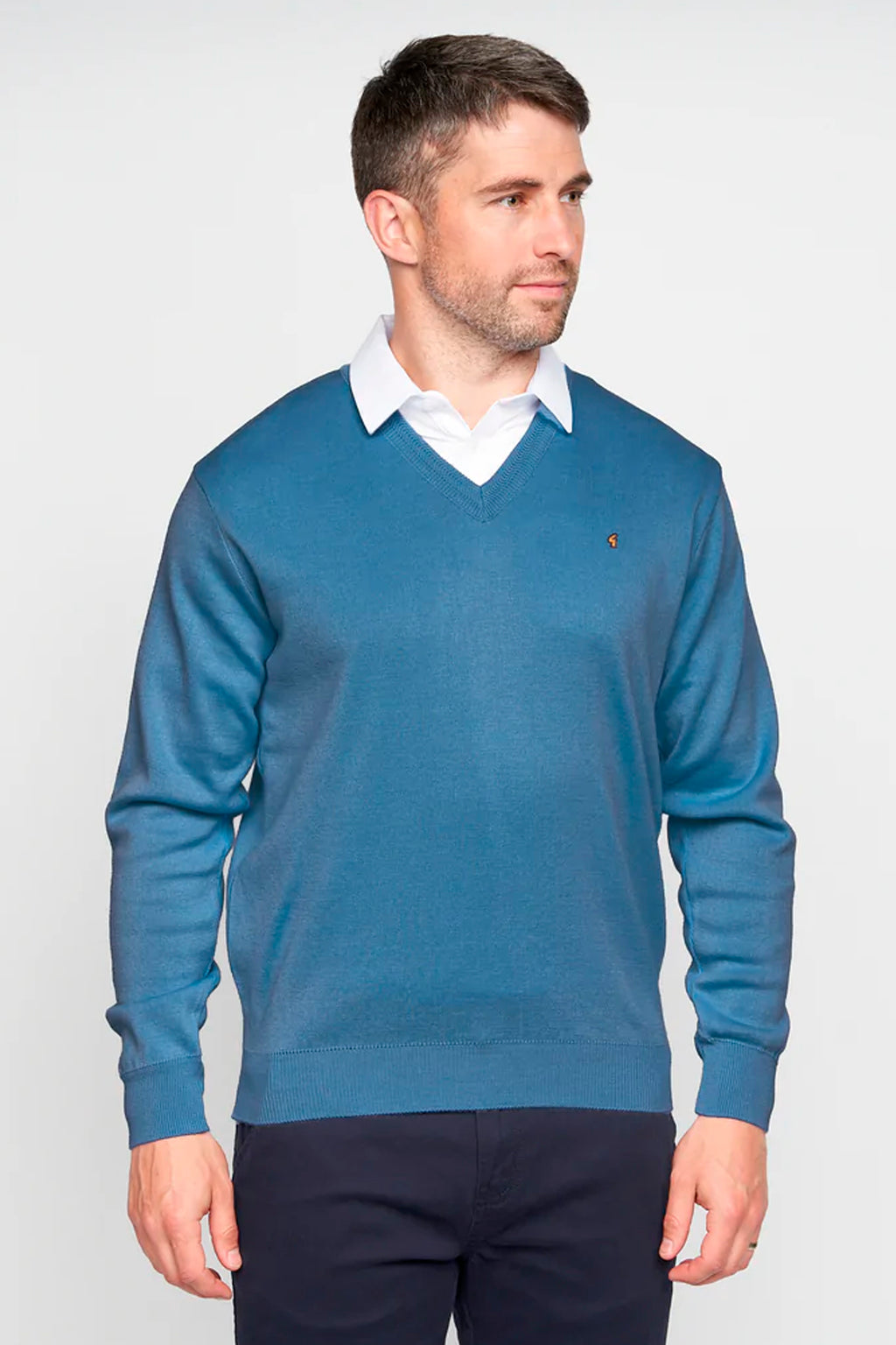Gabicci V-Neck Jumper - Denim Blue