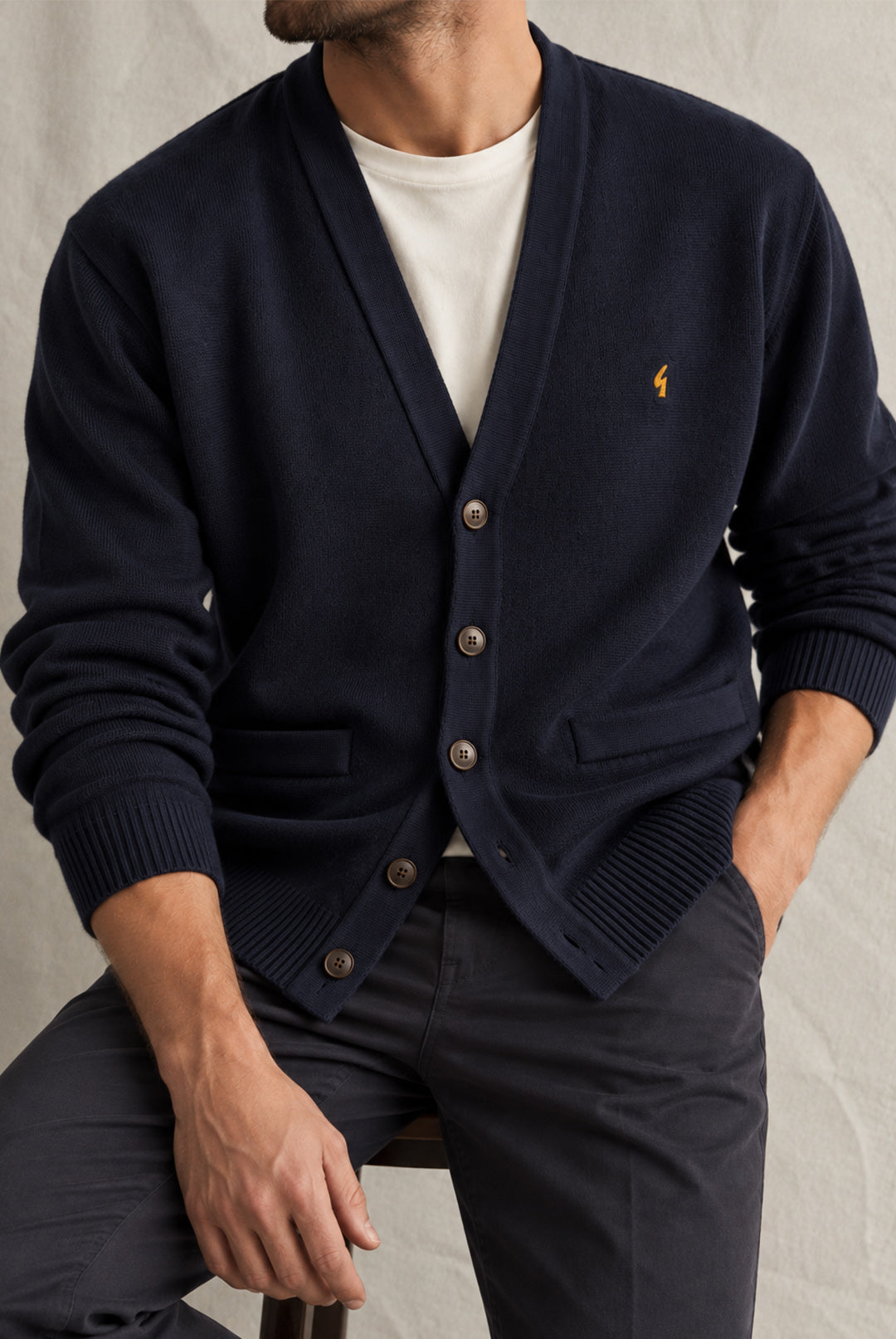 Gabicci Buttoned Cardigan - Navy
