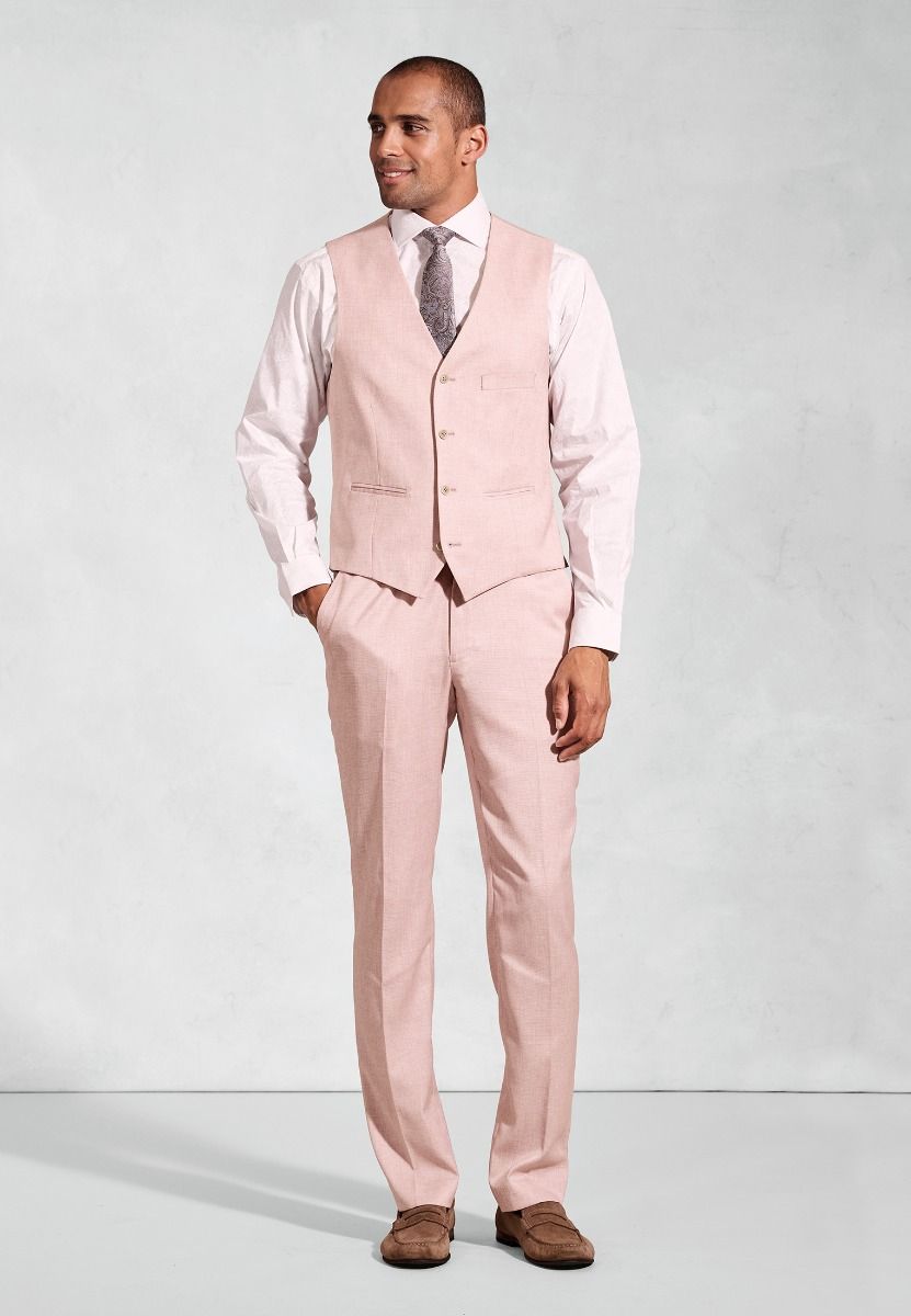 Hardy Tailored Fit Texture Suit Waistcoat - Pink