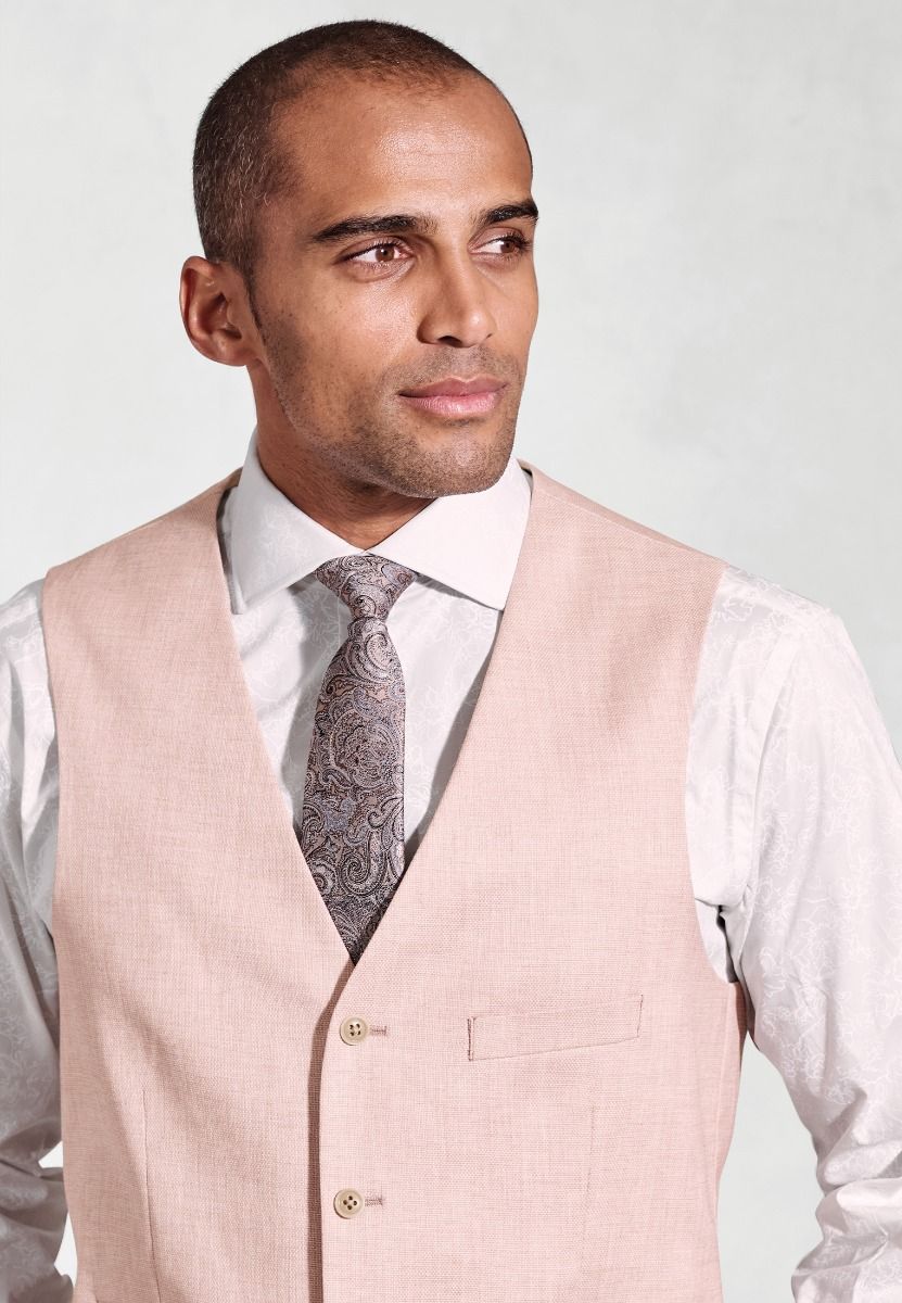 Hardy Tailored Fit Texture Suit Waistcoat - Pink