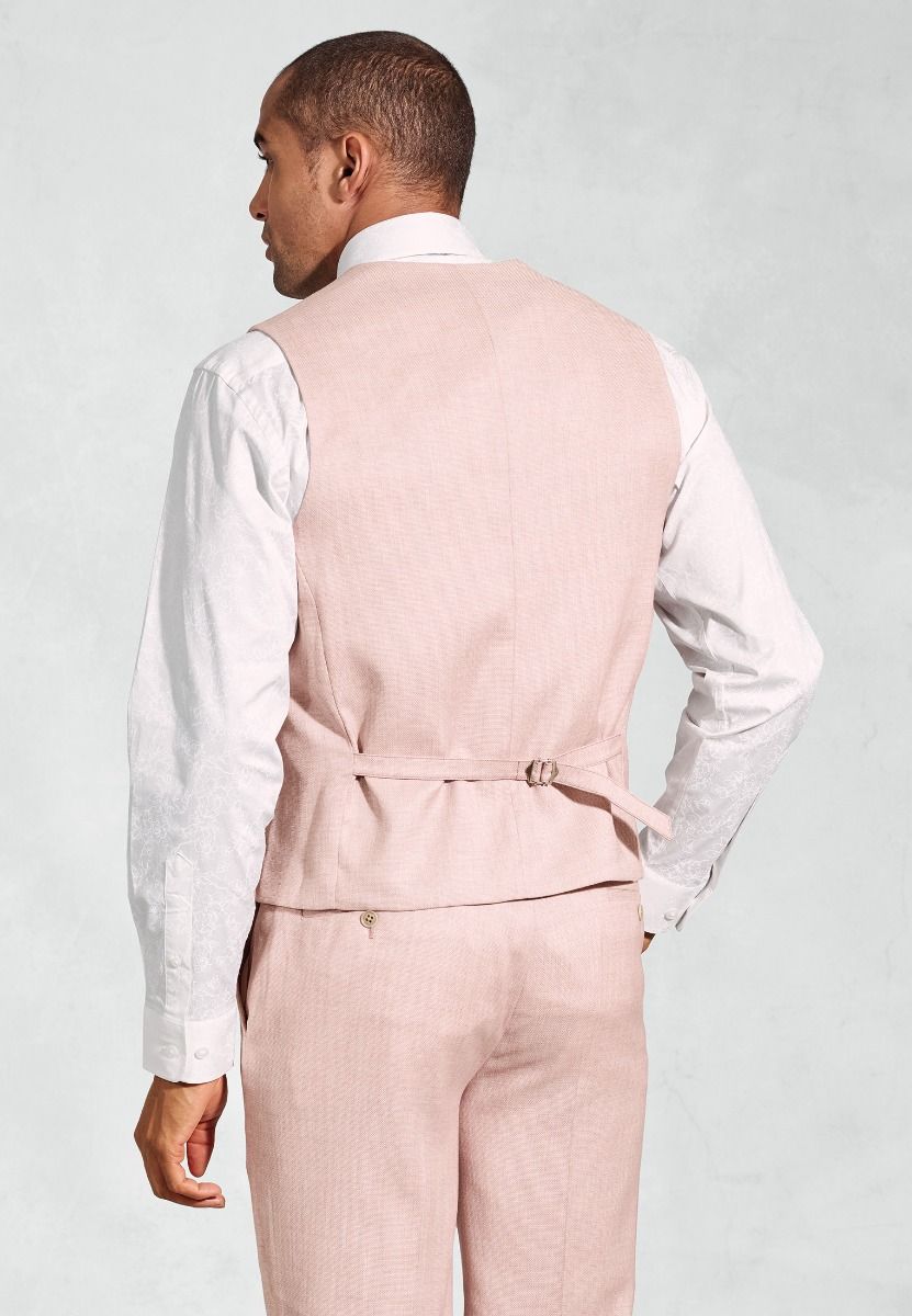 Hardy Tailored Fit Texture Suit Waistcoat - Pink