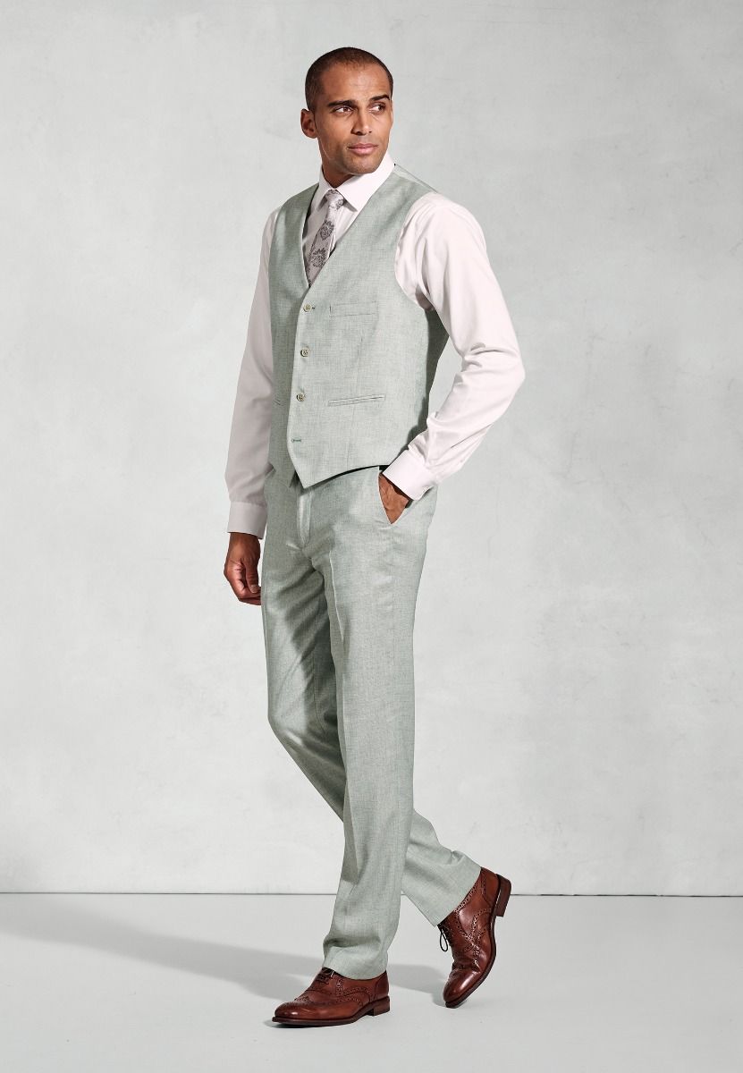 Hardy Tailored Fit Texture Suit Waistcoat - Green