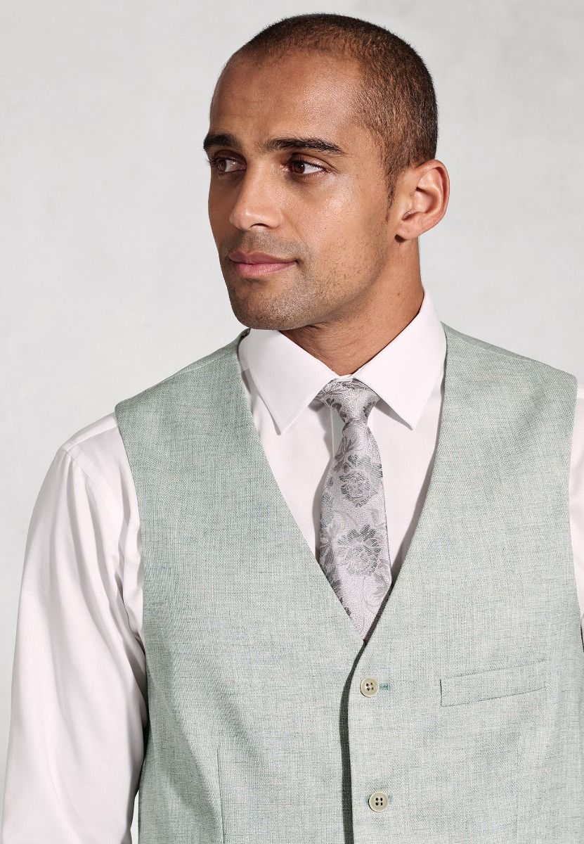 Hardy Tailored Fit Texture Suit Waistcoat - Green