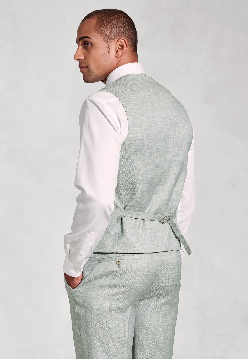 Hardy Tailored Fit Texture Suit Waistcoat - Green