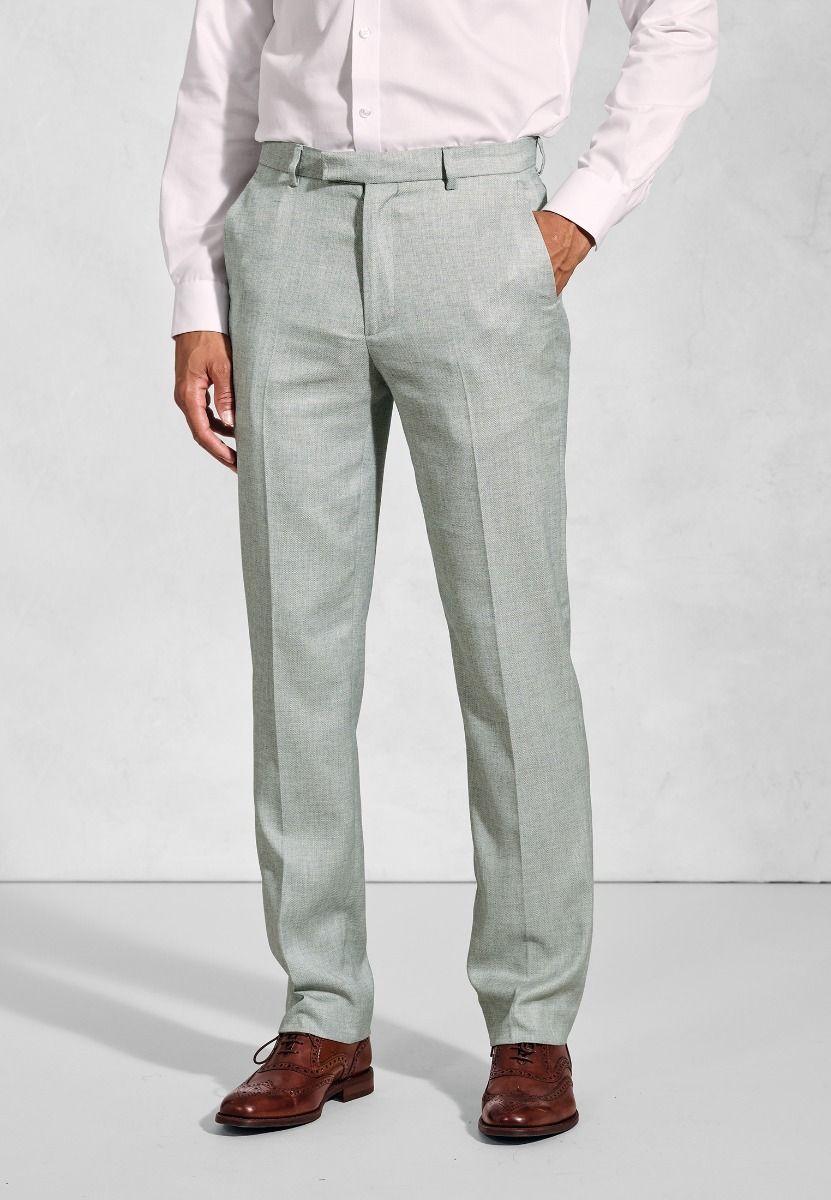 Hardy Tailored Fit Texture Suit Trousers - Green