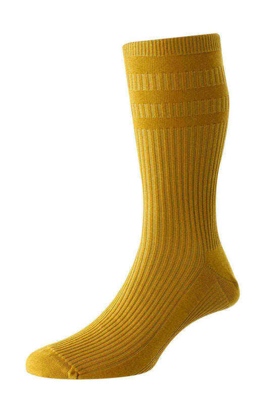 HJ Hall Cotton Rich Soft Top Socks - Old Gold