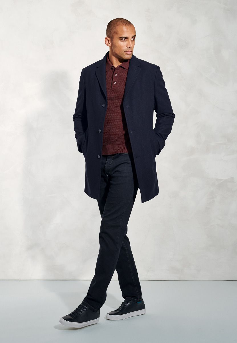 Wool-Blend Hutchinson 3/4 Overcoat - Navy