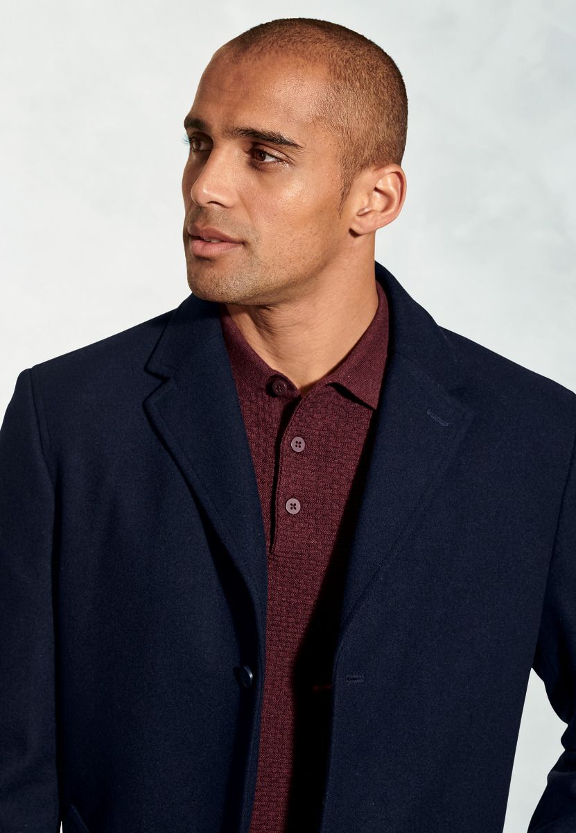 Wool-Blend Hutchinson 3/4 Overcoat - Navy