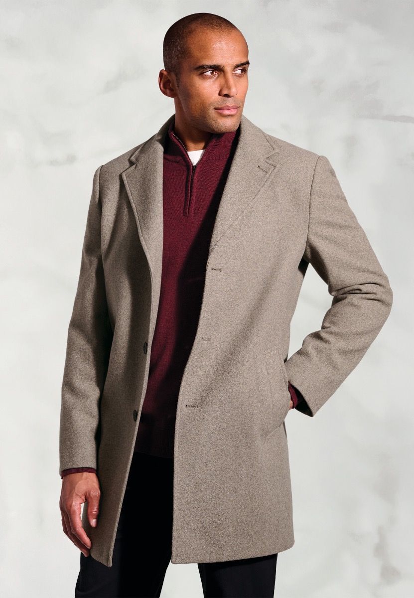 Wool-Blend Hutchinson 3/4 Overcoat - Taupe