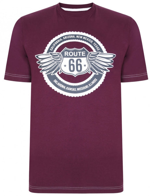 Big Mens Printed Tee - Plum Route 66