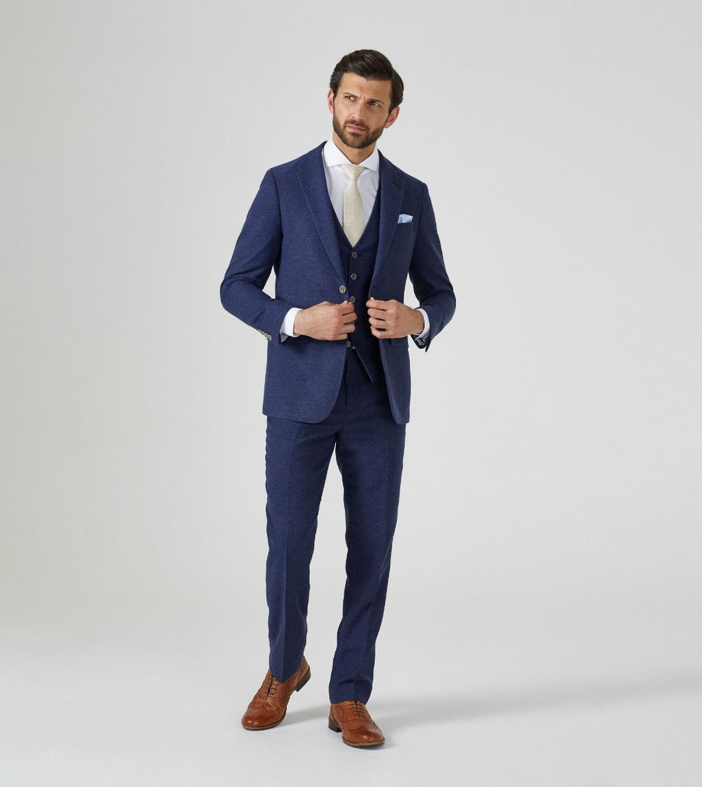 Jude Tweed Suit Trousers - Navy