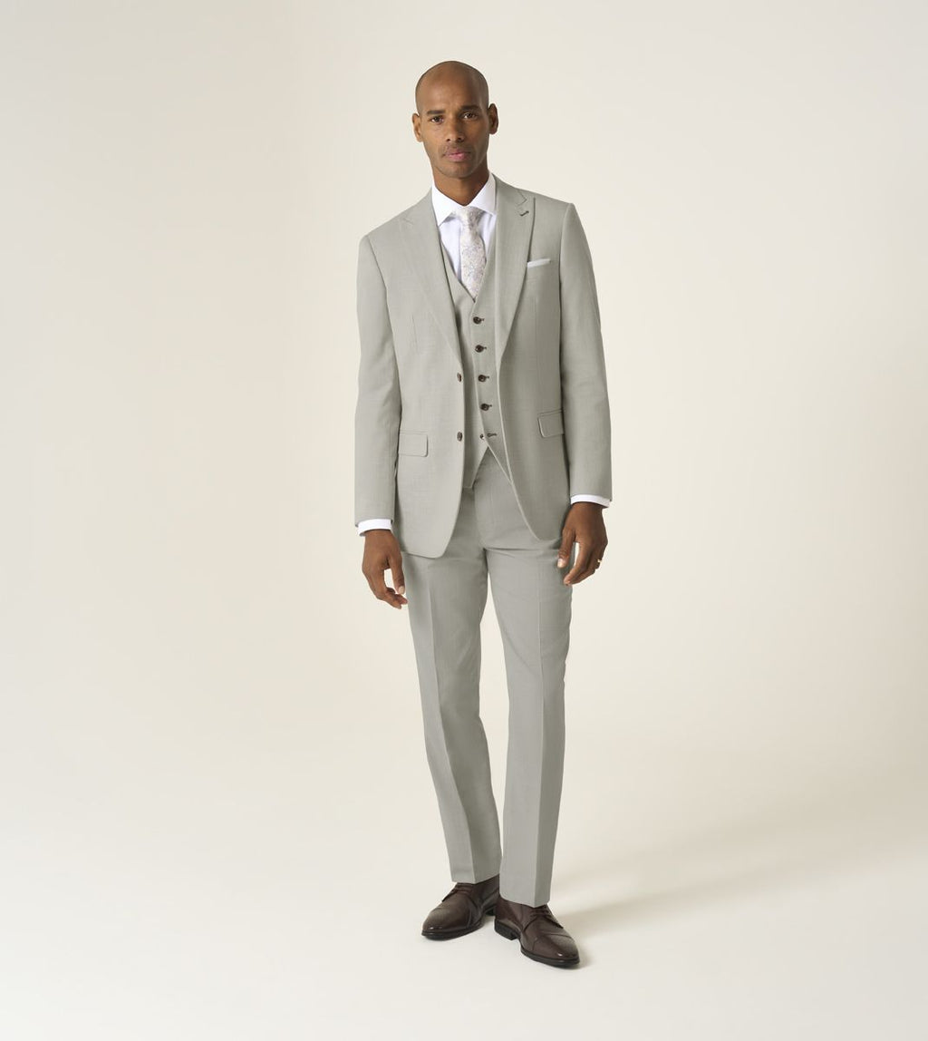 Redding Tailored Fit Trousers - Stone
