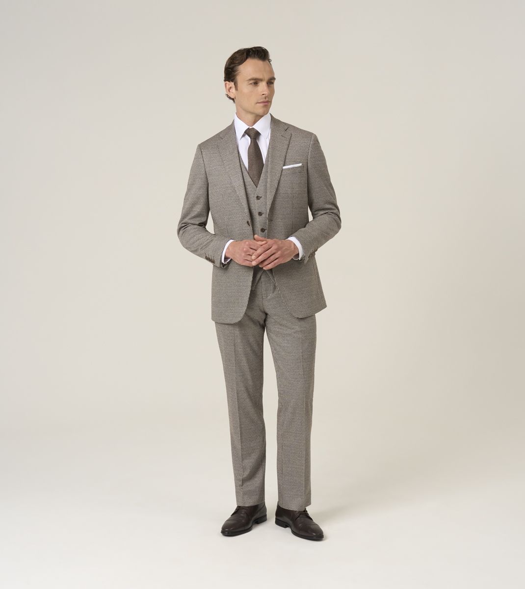 Cannon Brown Houndstooth 3 Piece Suit - Jacket