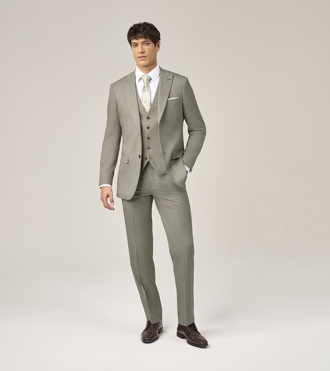 Redding Tailored Fit Trousers - Smokey Sage Green