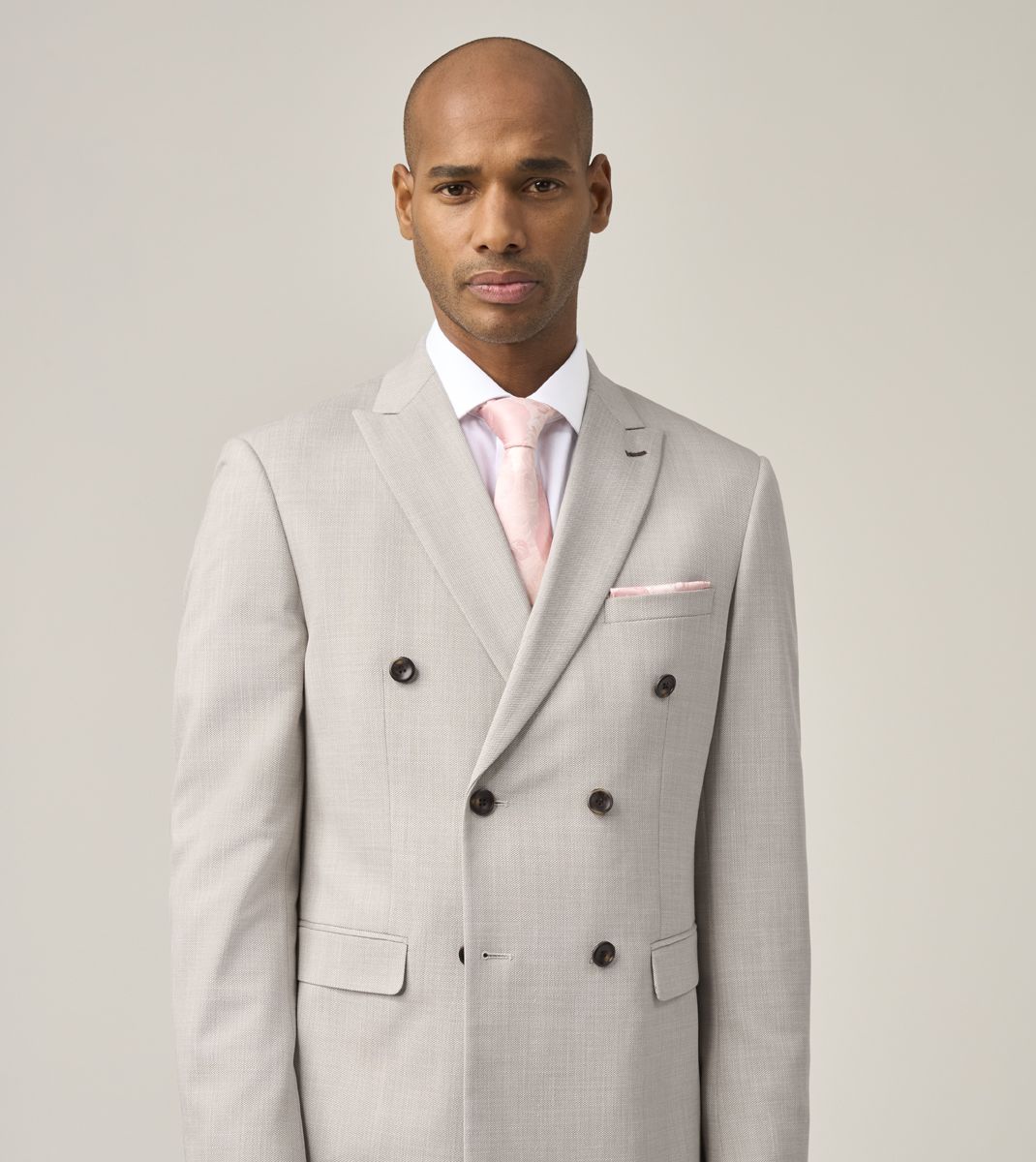 Redding Tailored Fit Double Breasted Jacket - Stone – Blooms Menswear