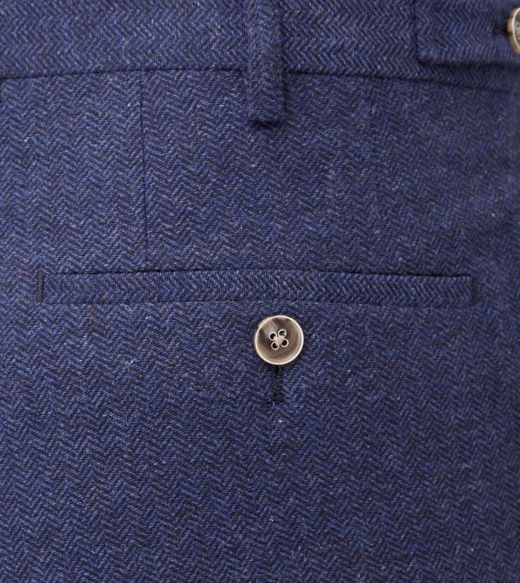 Jude Tweed Suit Trousers - Navy