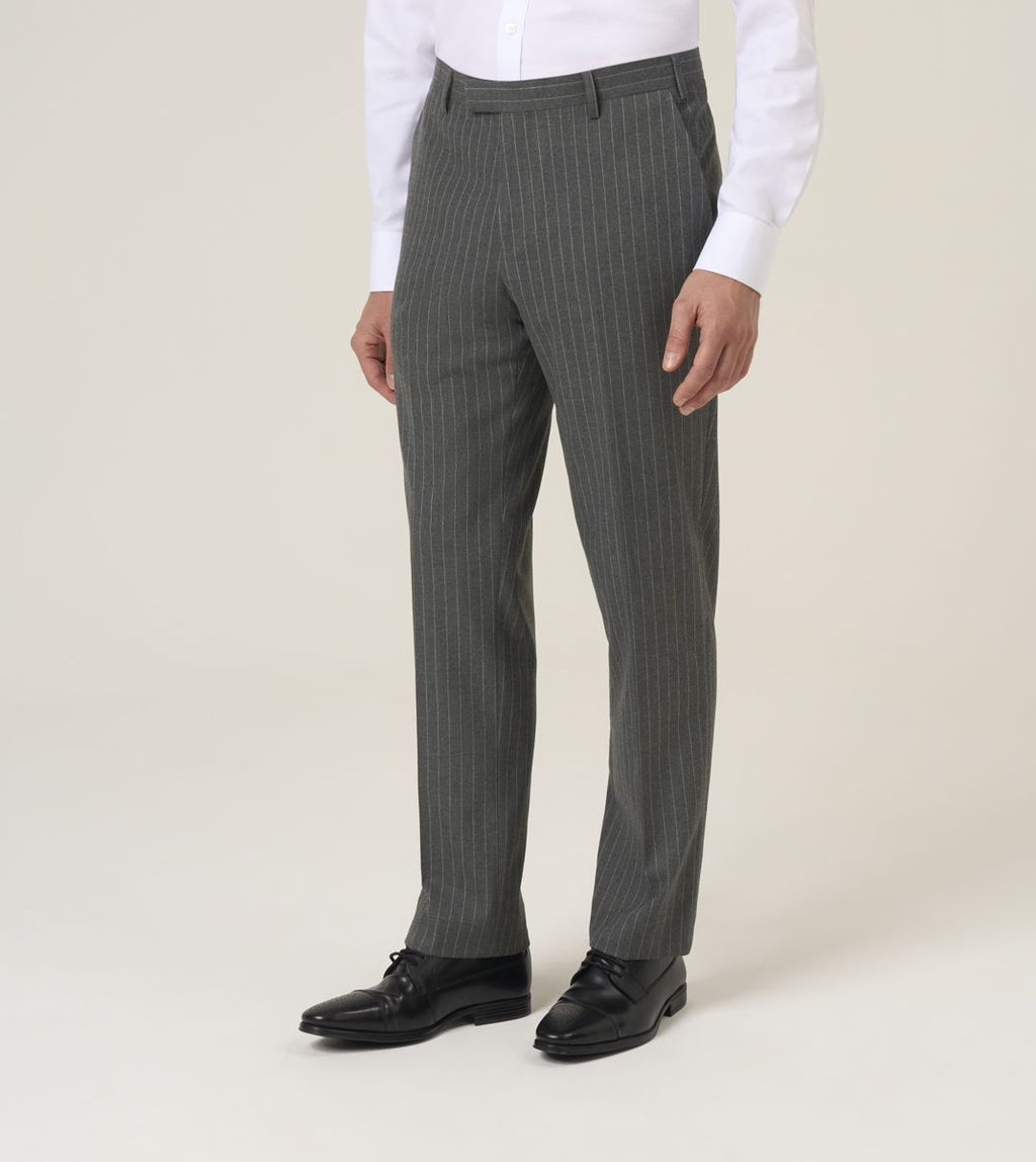 Cassius Dark Grey Pinstripe 3-Piece Suit - Trousers