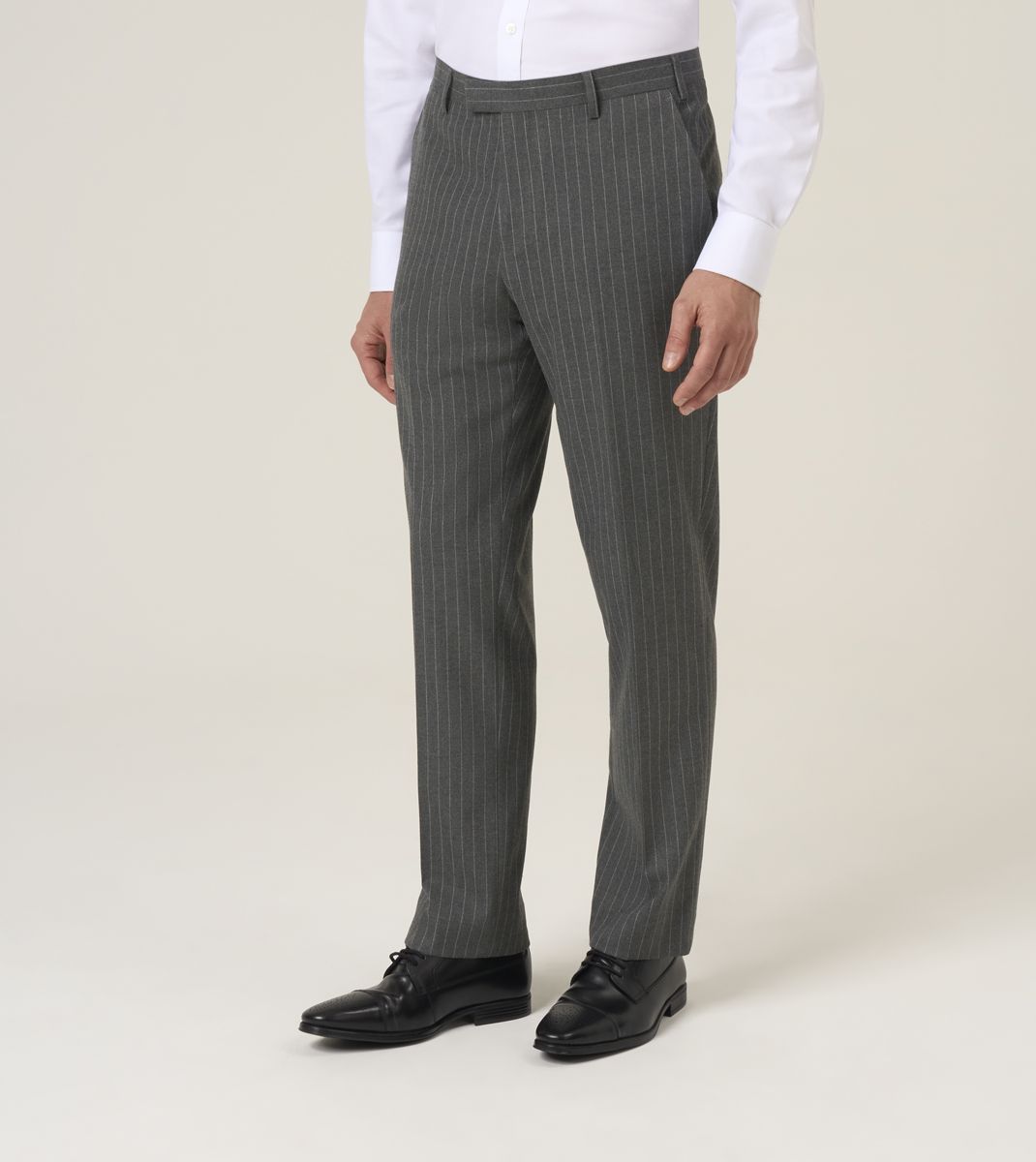 Cassius Dark Grey Pinstripe 3-Piece Suit - Trousers