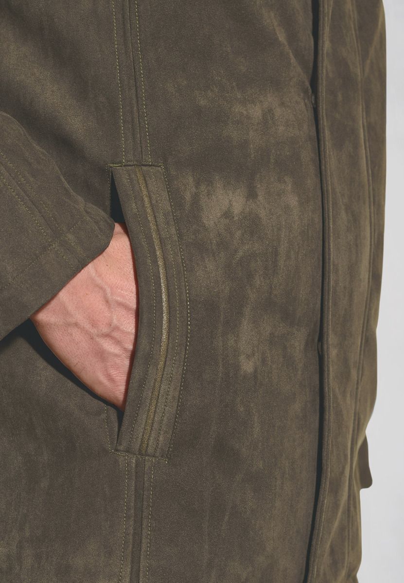 Suede Padded Niven Jacket - Khaki